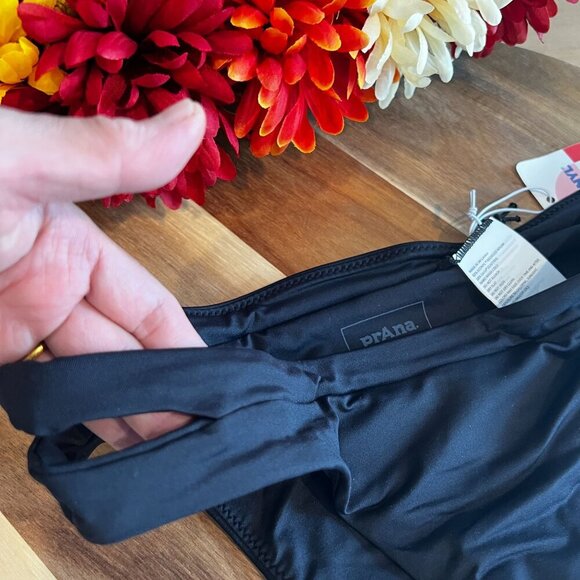 prAna Sugar Shore Low-Rise Swim Bottom XTRA-SMALL Black Peek-a-boo Waist - Picture 6 of 8